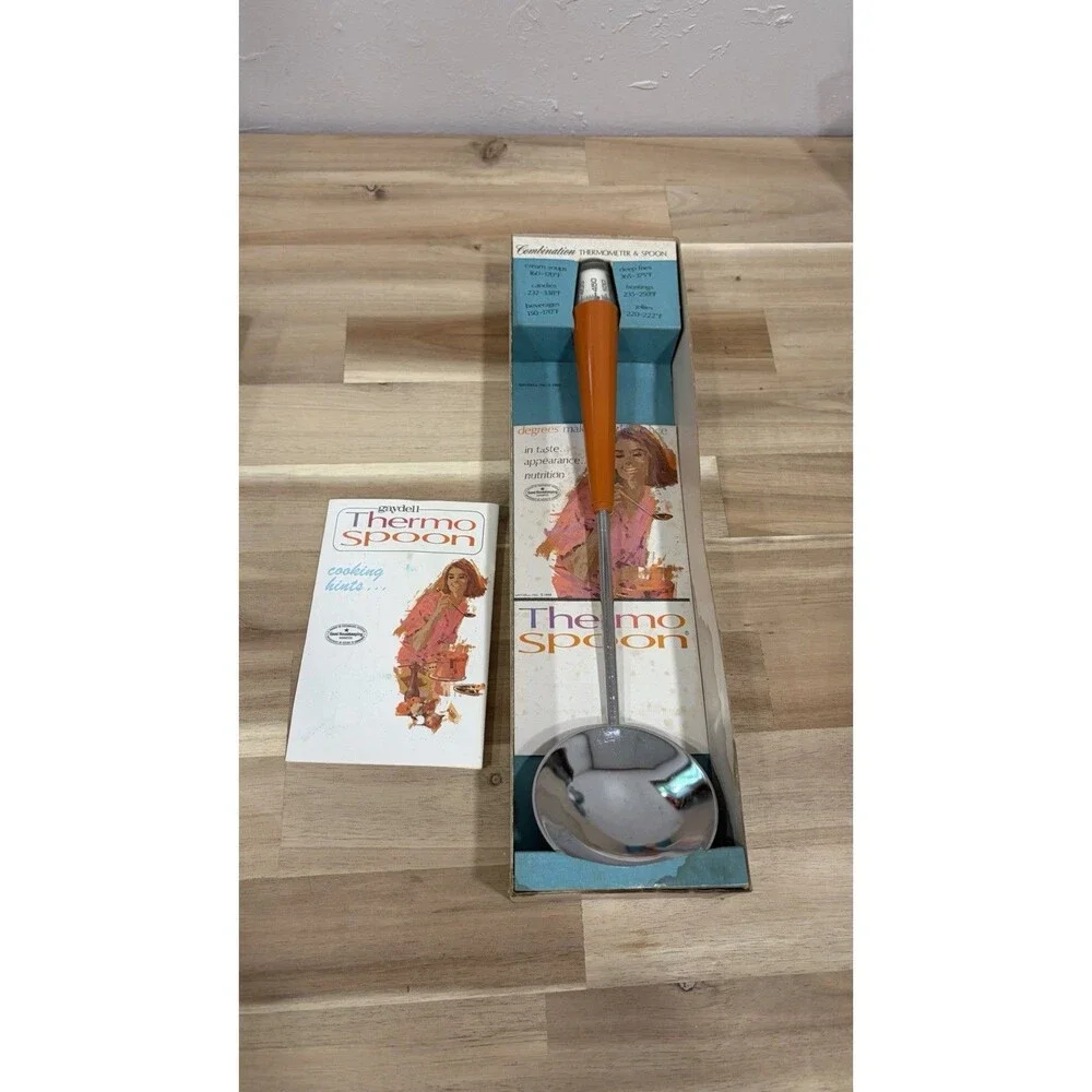 VTG Gaydell Thermo Spoon Thermometer Serving Ladle Model 305 Orange 1965 MCM